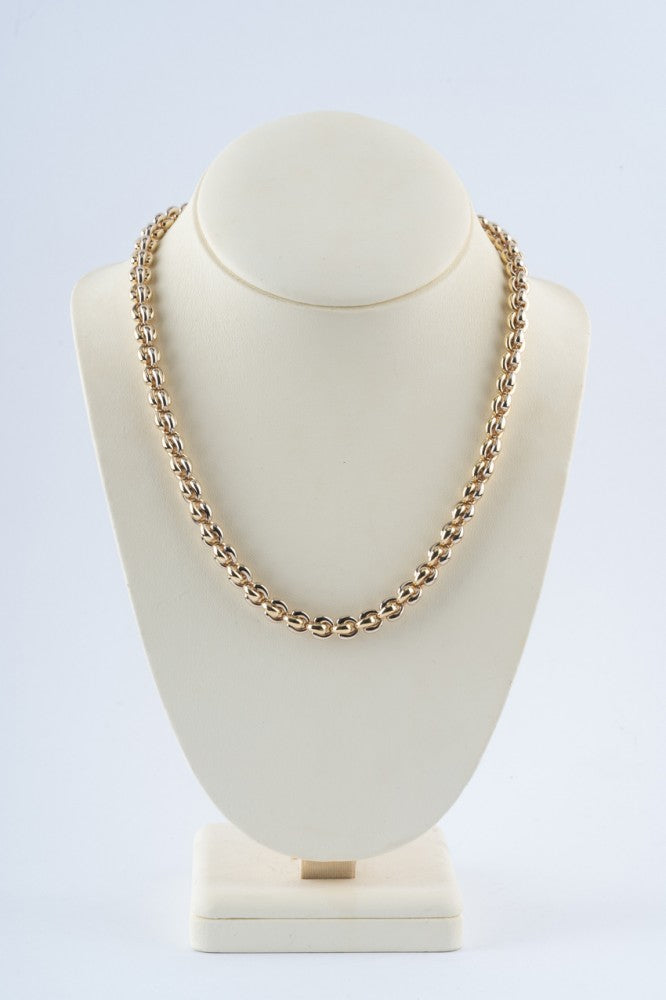 Wit/geel gouden schakel collier