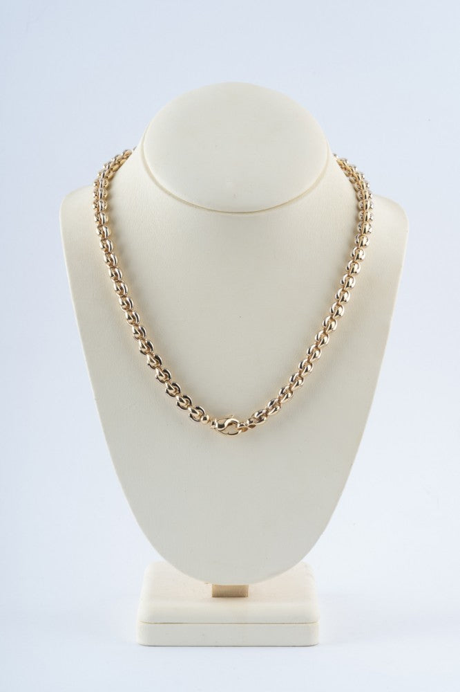 Wit/geel gouden schakel collier