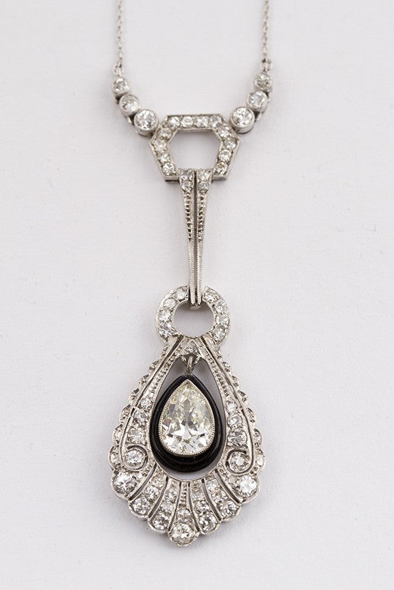 Platina Art Deco collier met briljanten