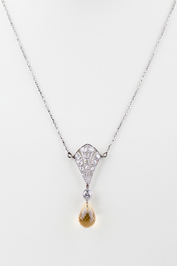 Antique white gold Art Deco pendant