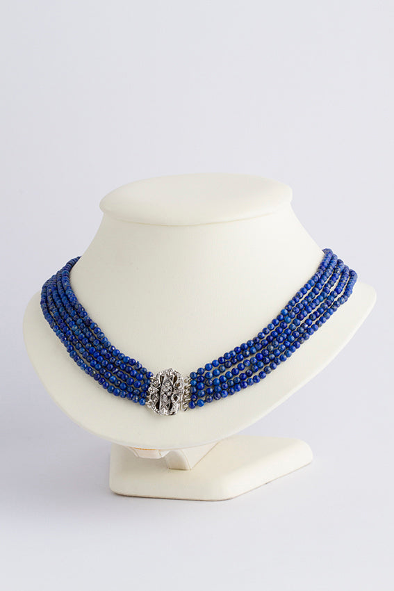 Lapis Lazuli necklace with white gold clasp