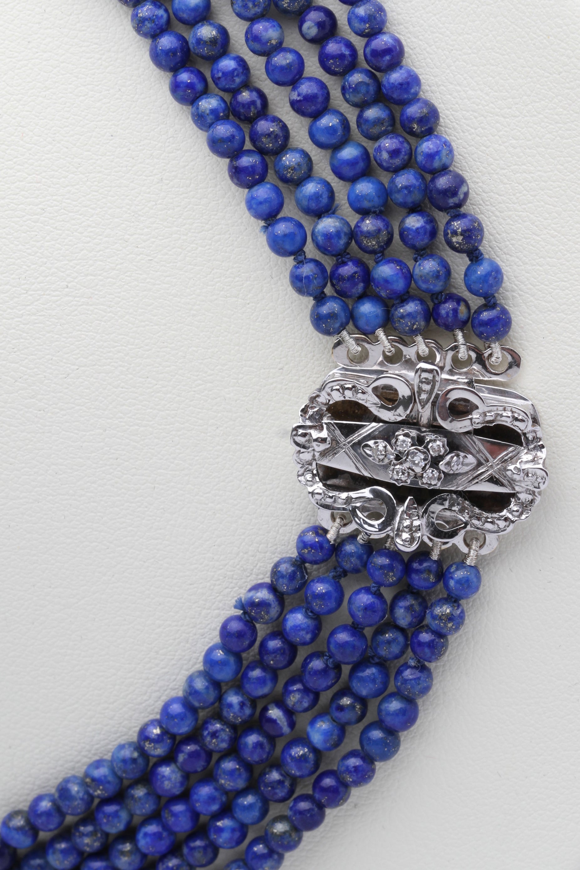 Lapis Lazuli necklace with white gold clasp