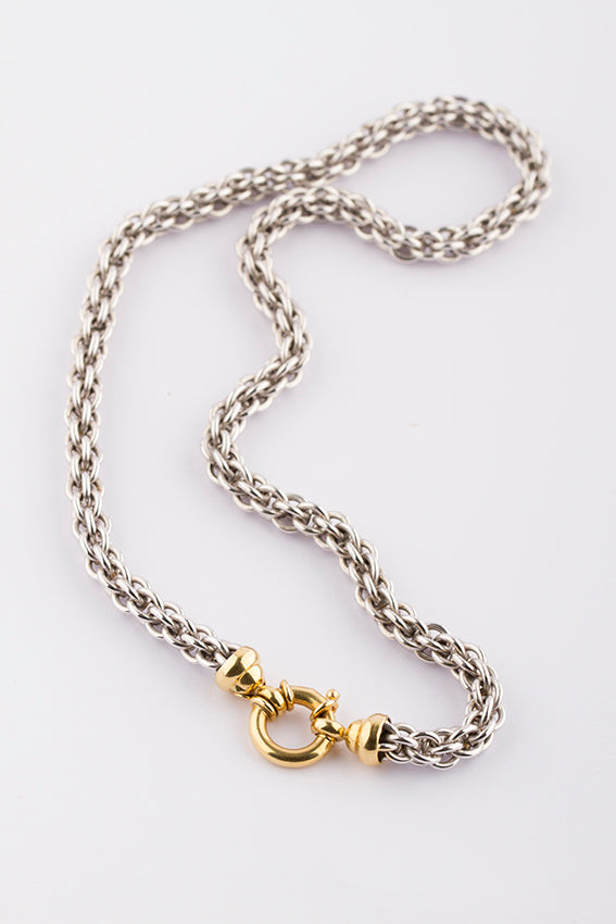 Wit/geel gouden schakel collier