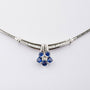 White gold necklace with brilliant and sapphire