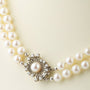 2-strand cultured pearl necklace with white gold clasp and diamonds