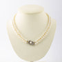 2-strand cultured pearl necklace with white gold clasp and diamonds