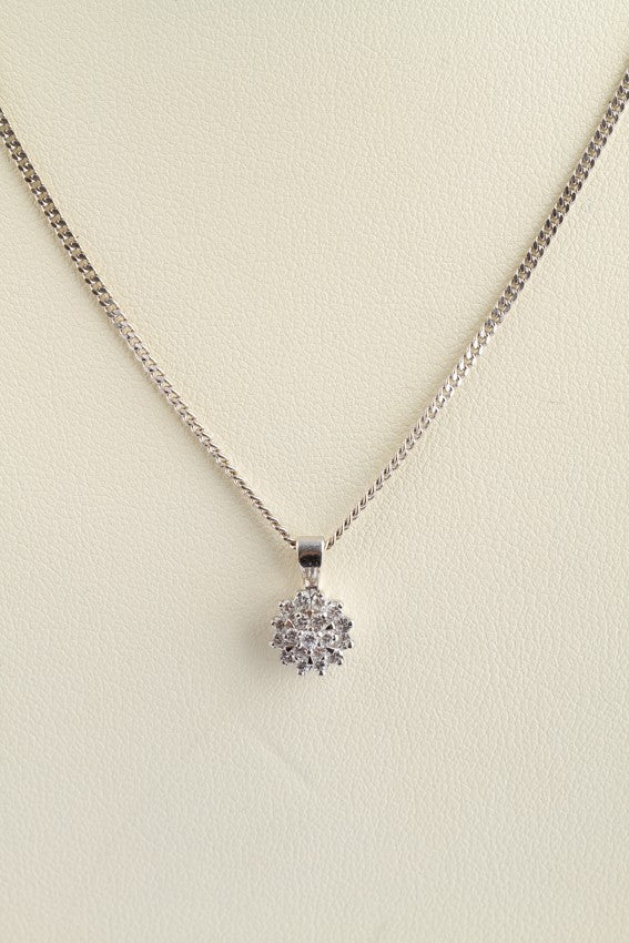 White gold entourage pendant with diamonds
