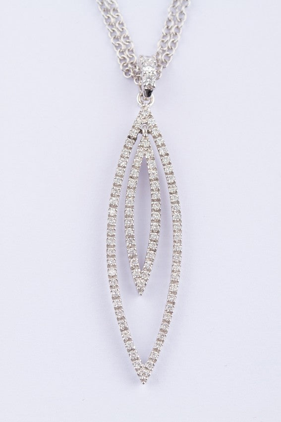 White gold pendant with diamonds on a white gold necklace