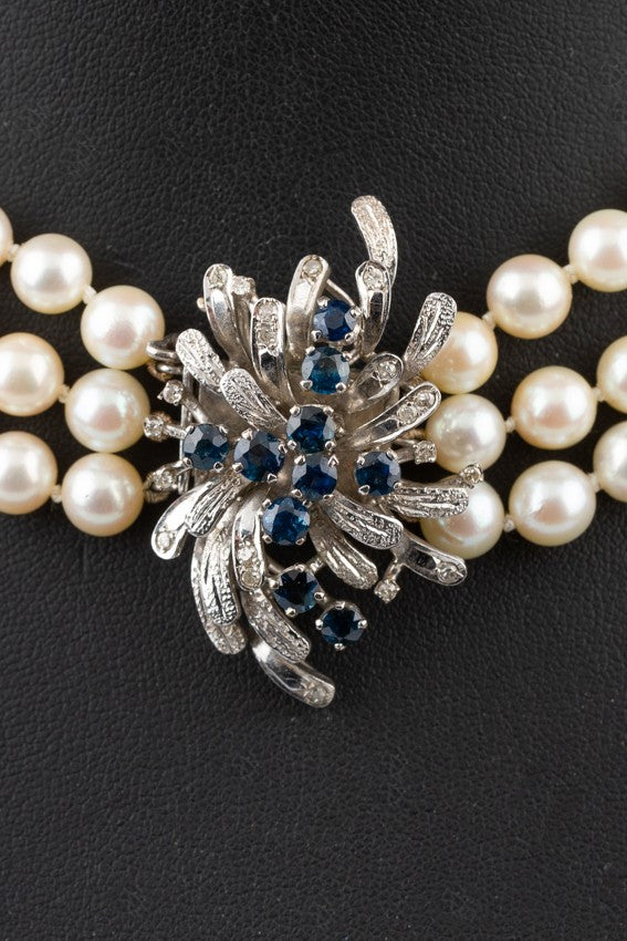 3-strengs cultive parel collier