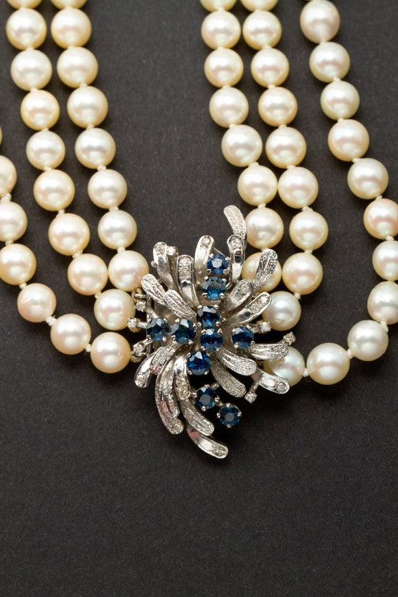 3-strengs cultive parel collier