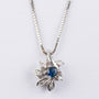 White gold pendant with sapphire and diamonds on a white gold Venetian necklace