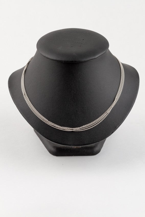 White gold 4-strand jasseron necklace