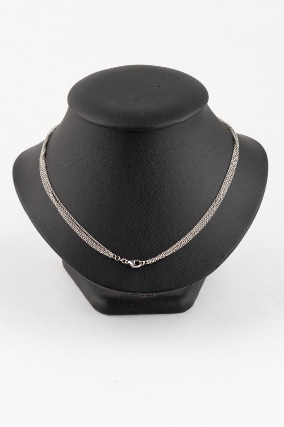 White gold 4-strand jasseron necklace