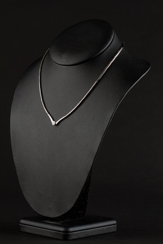 White gold link necklace with a brilliant of approx. 0.21 ct.