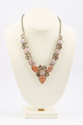 Silver necklace with various gemstones