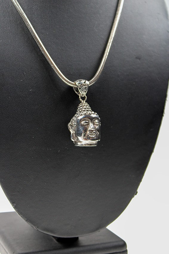 Zilveren Boeddhahoofd hanger