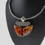 Silver coillier with amber