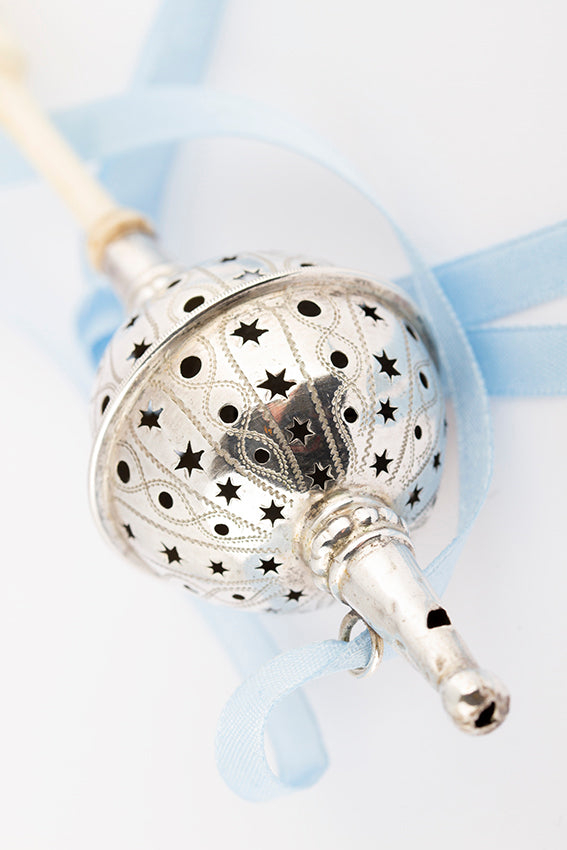 Antique silver rattle