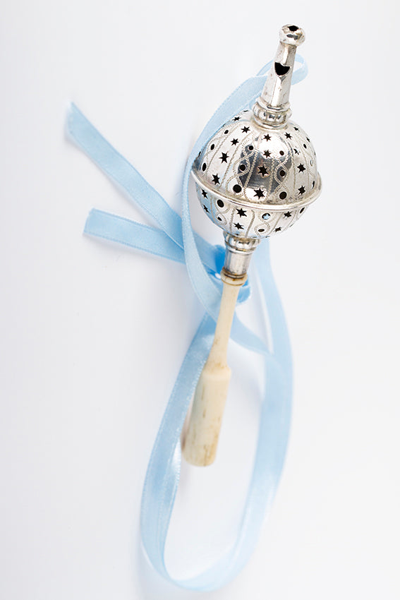 Antique silver rattle