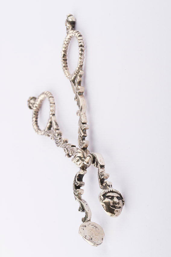 Antique silver diaper tongs