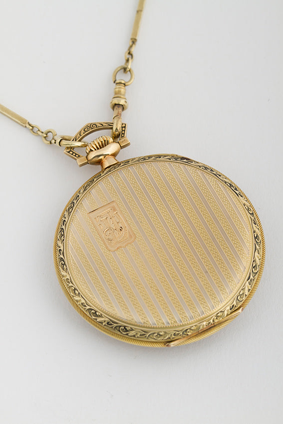 Old gold pocket watch IWC with gold watch chain