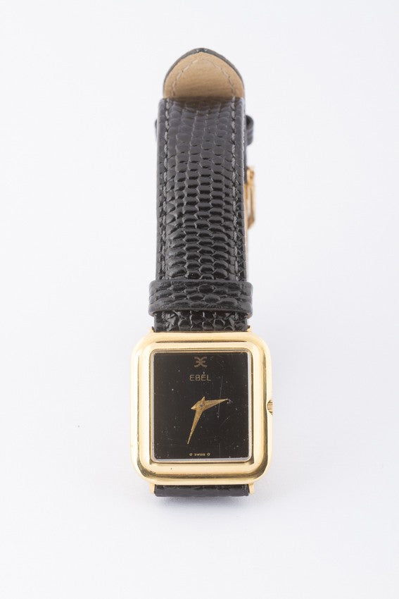 Gold Ebel watch on leather strap