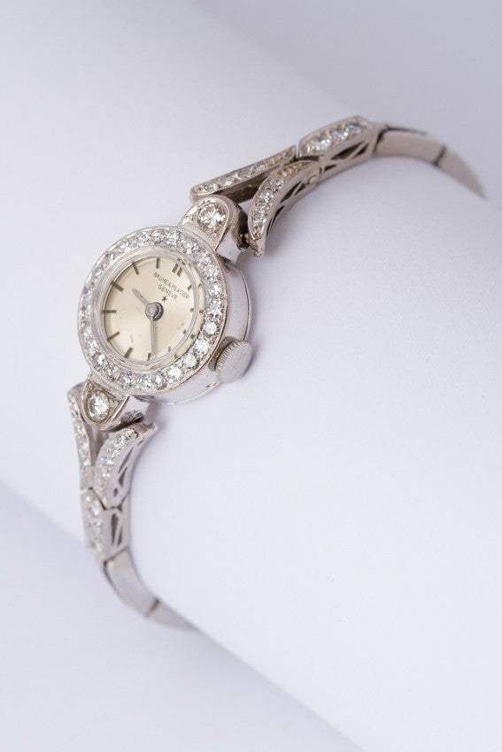 White gold 'Baume &amp; Mercier' watch with brilliant-cut diamonds
