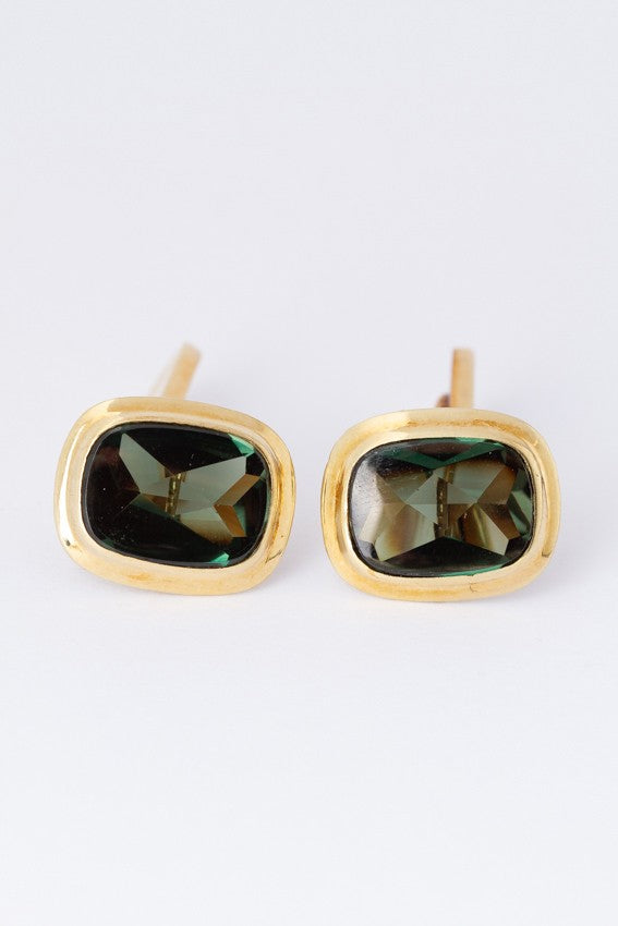 Gold cufflinks, each with a tourmaline