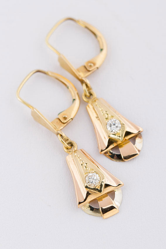 Gouden Art Déco oorhangers