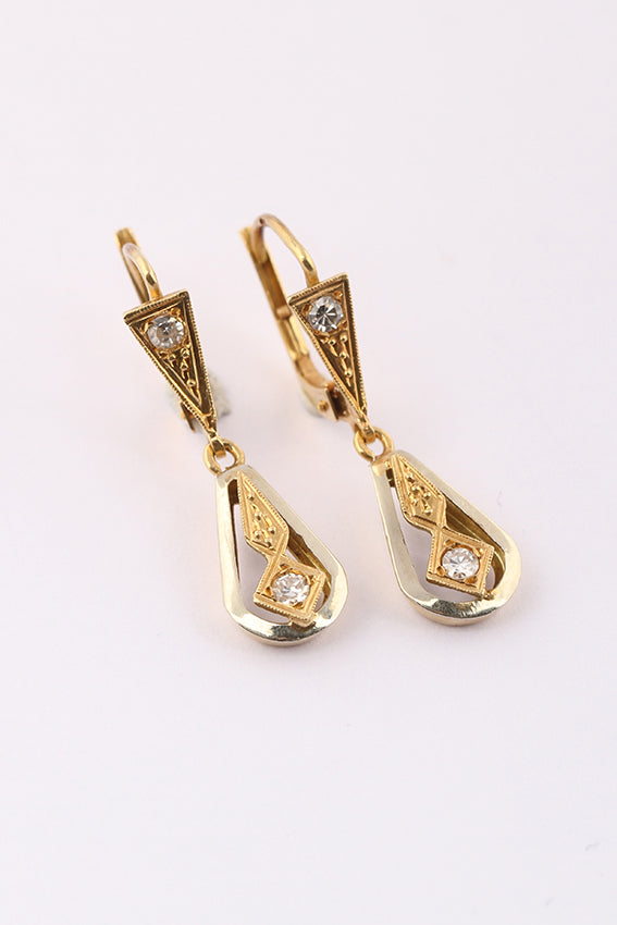Antieke gouden Art Déco hangers met diamant