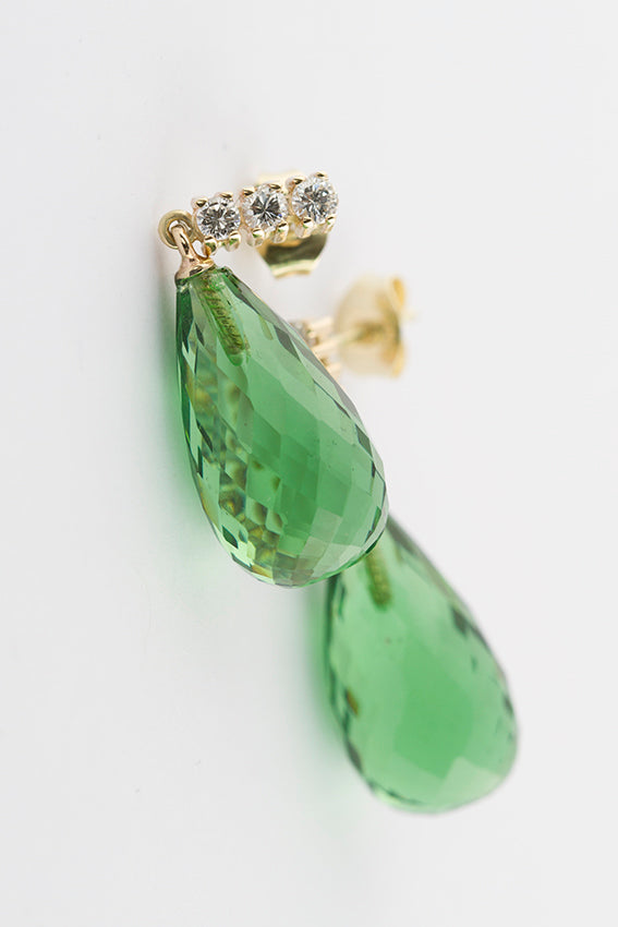 Oorhangers met briljant en peridoot