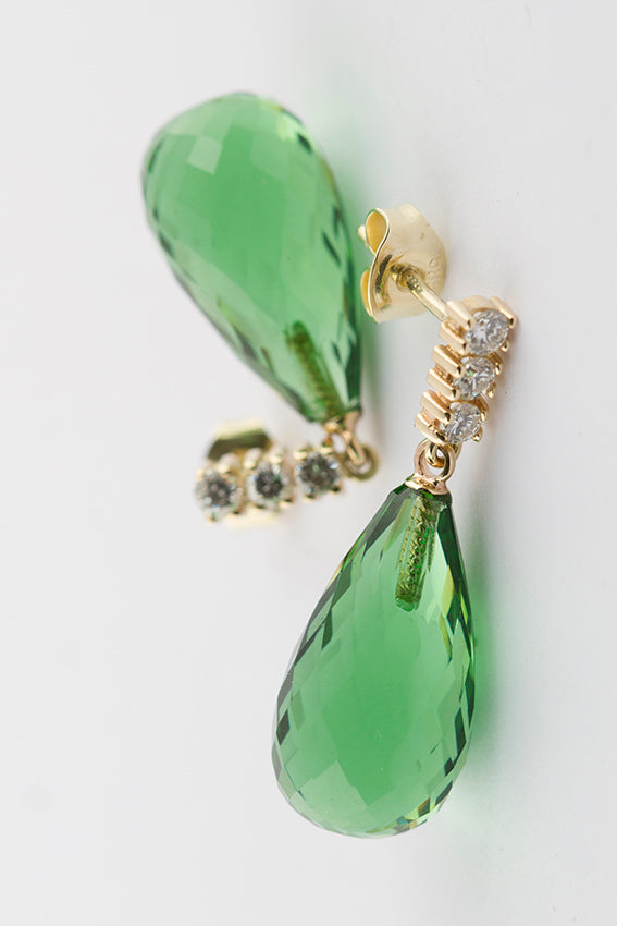 Oorhangers met briljant en peridoot