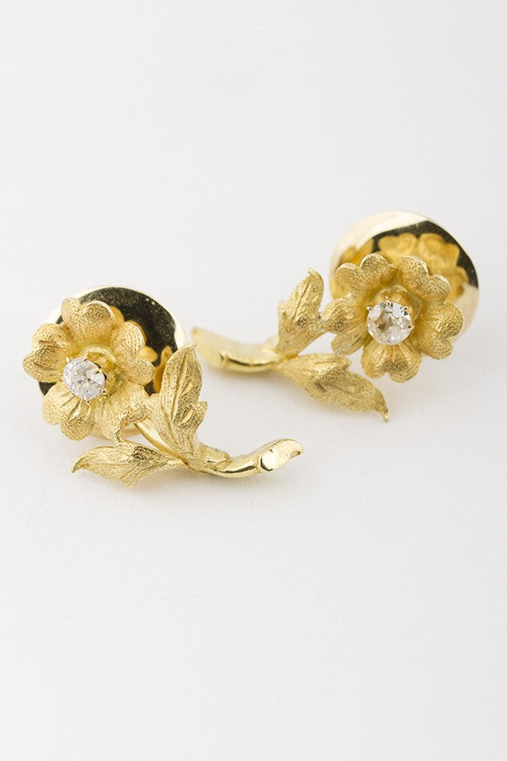 Antique rose stud earrings with brilliant
