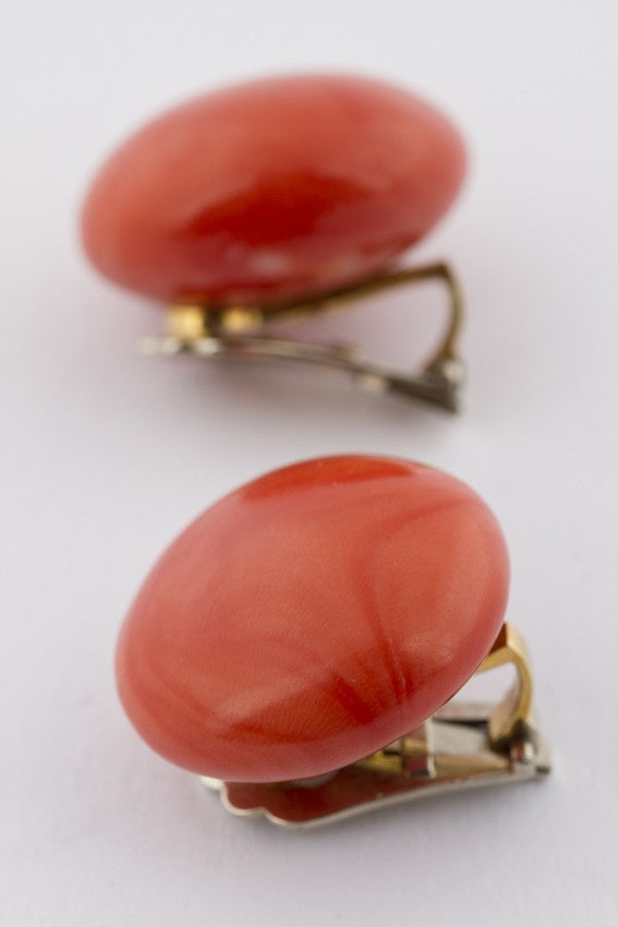 Earrings with blood coral