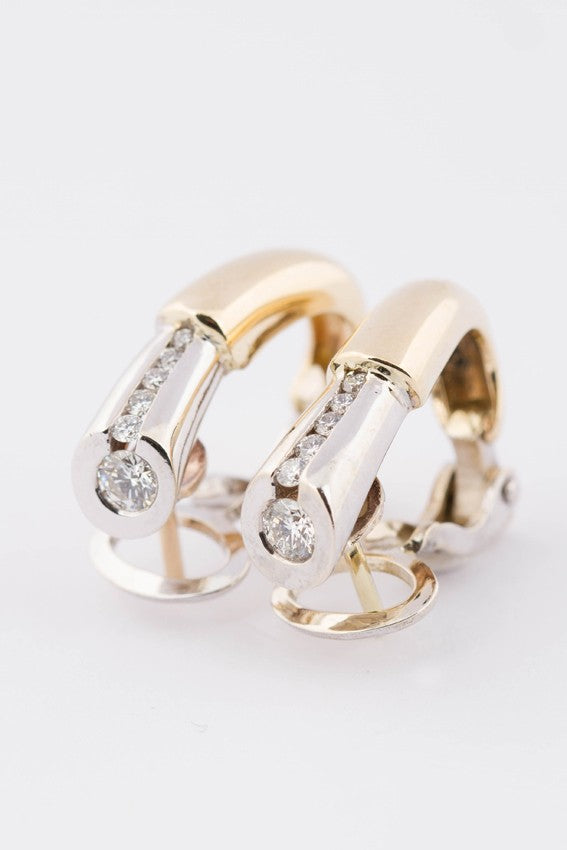 White/yellow gold earrings with 6 diamonds each