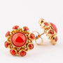 Entourage stud earrings with red coral