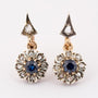 Gold earrings with sapphire and rose diamonds