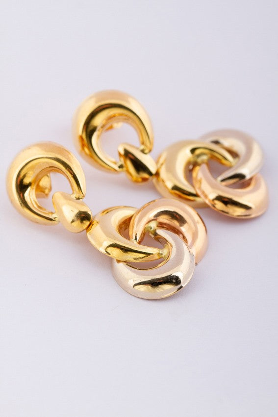 Gold tri-color earrings