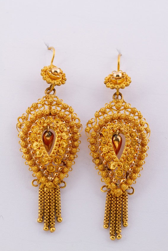 Gold filigree traditional costume earrings