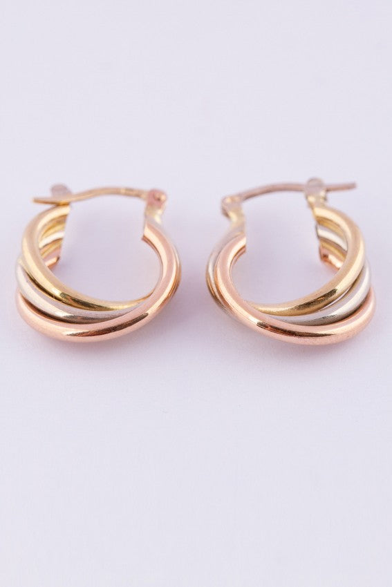 14 krt. gouden tri-color oorringen