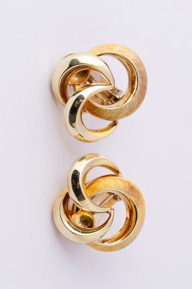 Gold tri-color clip-on earrings