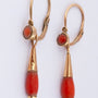 Antique gold earrings with red coral