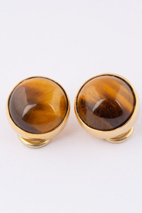 Oorclips met tijgeroog