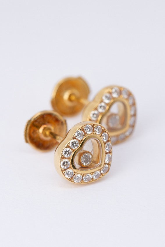 Gouden Chopard oorknoppen met briljanten