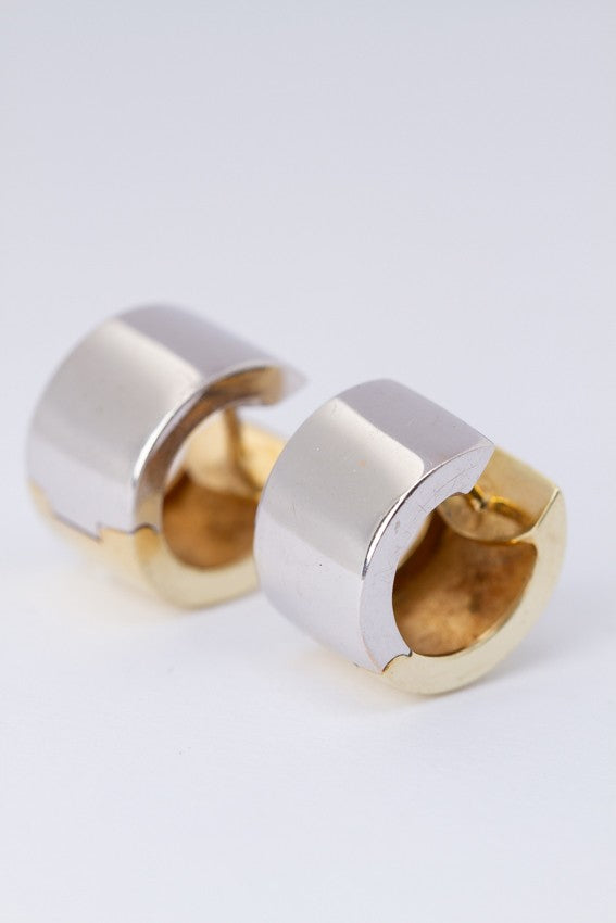 Wit/geel gouden brede oor ringen