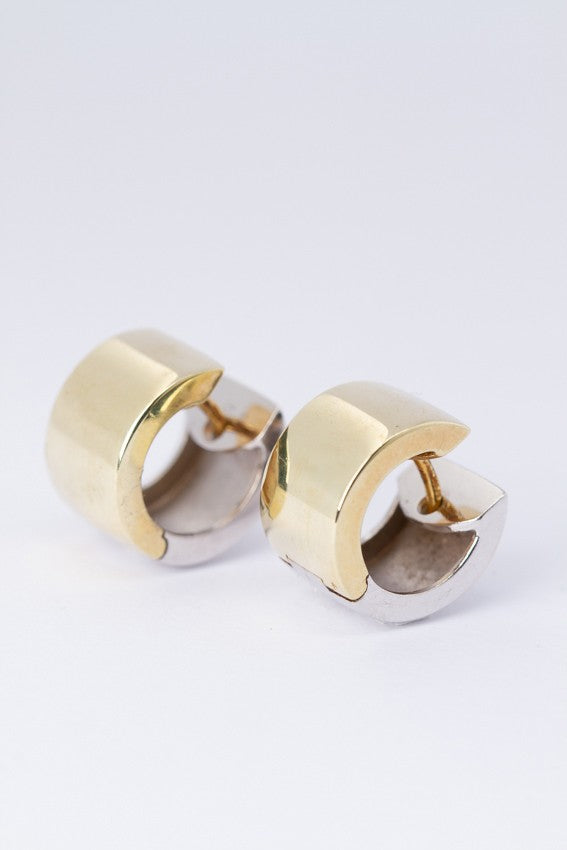 Wit/geel gouden brede oor ringen