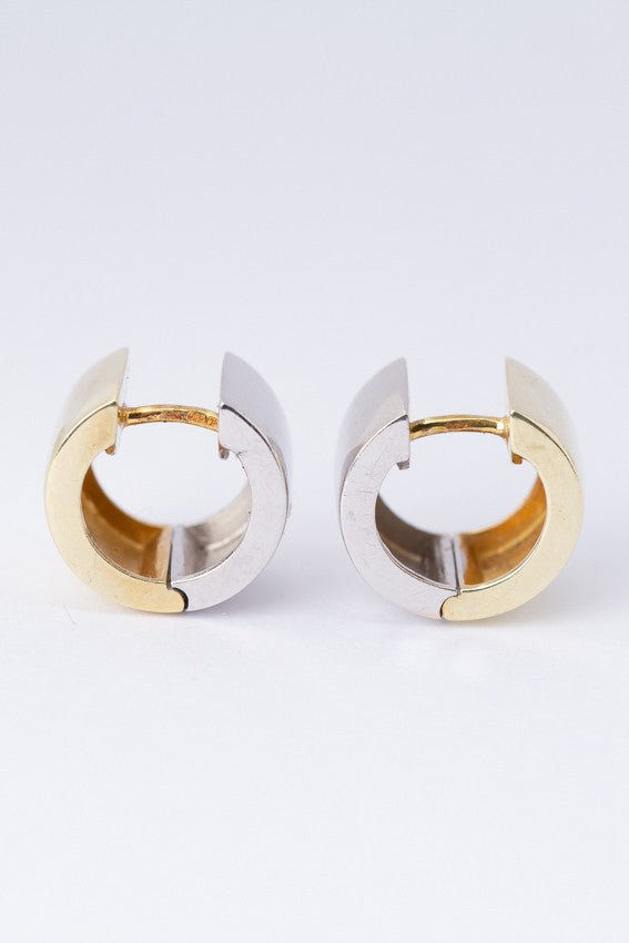 Wit/geel gouden brede oor ringen