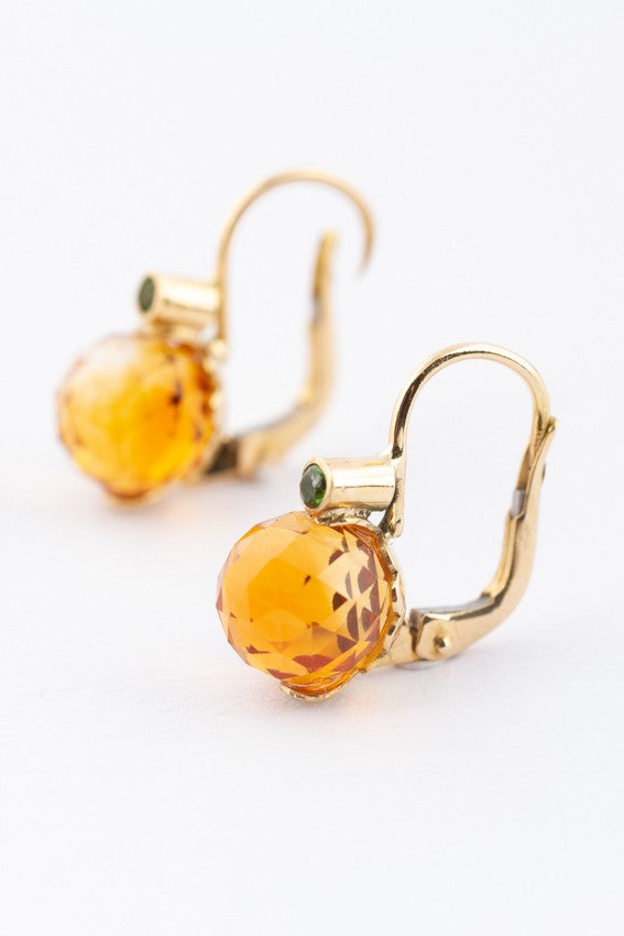 Gouden oorhangers met citrien en peridoot