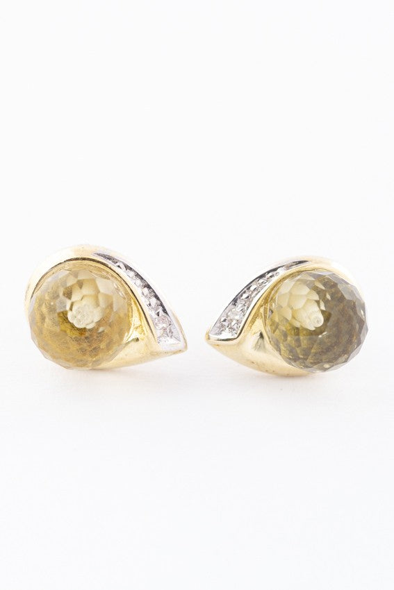 Gold earrings with citrine and diamond
