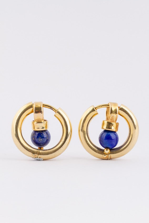 Gouden oor ringen met lapis lazuli